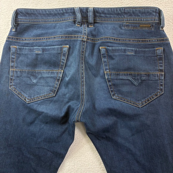 Diesel Thommer Jeans Men 32x30 Blue Slim Skinny Faded Whiskered Streetwear Denim - Picture 3 of 7